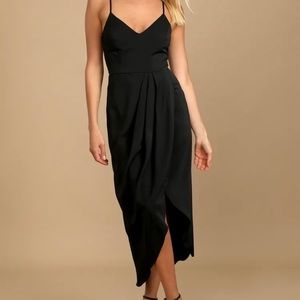 Never been worn- Lulu’s Reinette Black Midi Dress